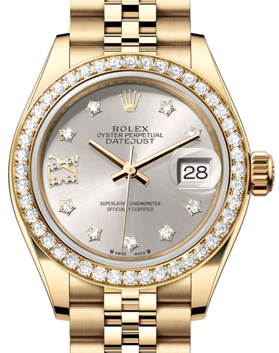 Rolex Lady-Datejust 28 28 mm 279138RBRSDIXJ Yellow Gold/Diamonds Silver