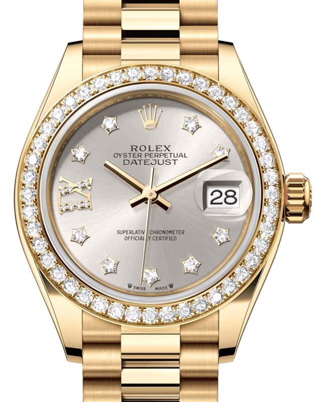 Rolex Lady-Datejust 28 28 mm 279138RBRSDIXP Yellow Gold/Diamonds Silver