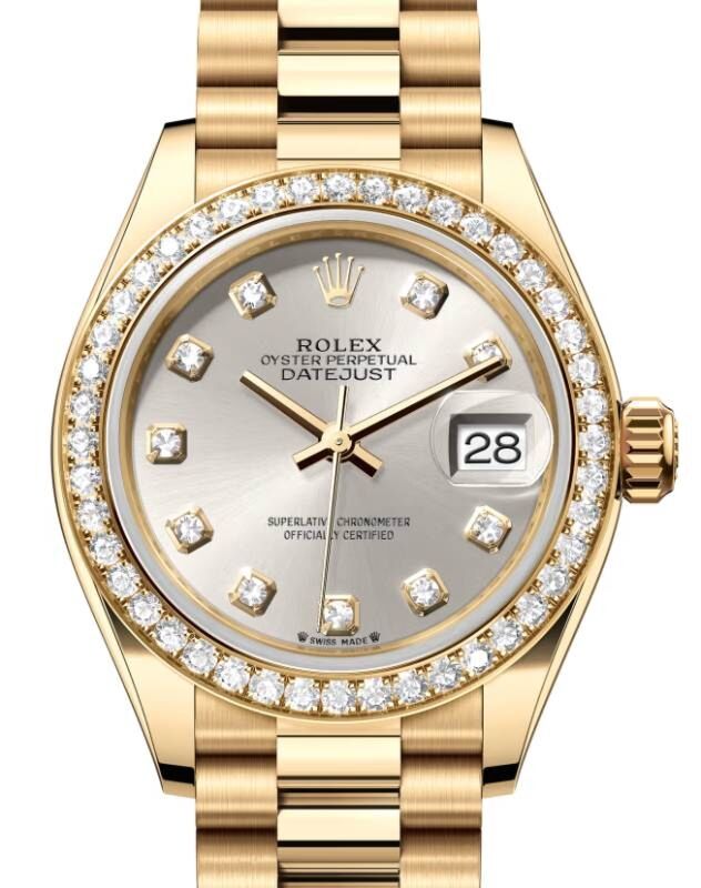 Rolex Lady-Datejust 28 28 mm 279138RBRSDP Yellow Gold/Diamonds Silver