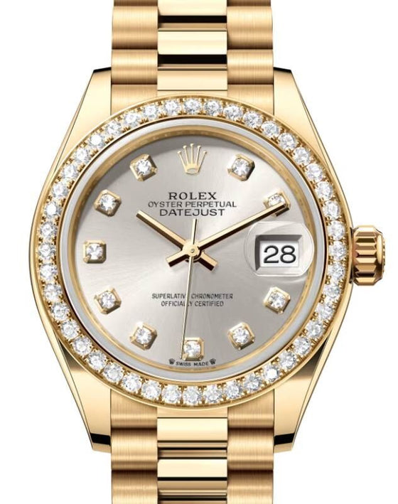 Rolex Lady-Datejust 28 28 mm 279138RBRSDP Yellow Gold/Diamonds Silver