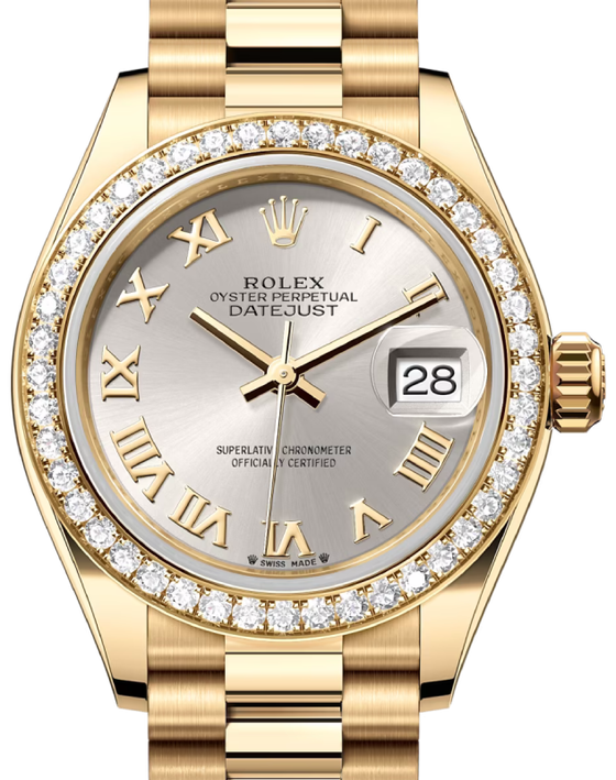 Rolex Lady-Datejust 28 28 mm 279138RBRSRP Yellow Gold/Diamonds Silver
