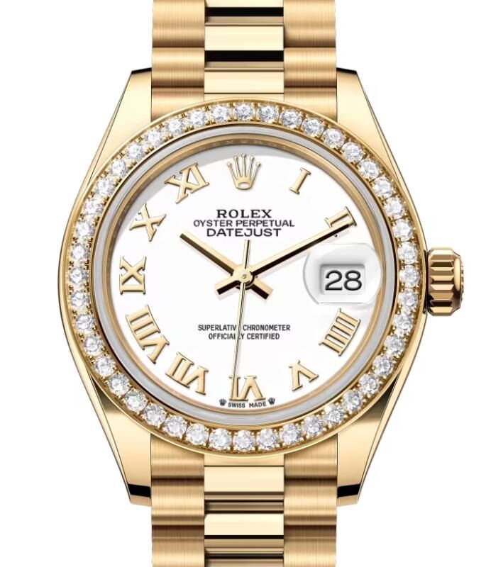 Rolex Lady-Datejust 28 28 mm 279138RBRWRP Yellow Gold/Diamonds White