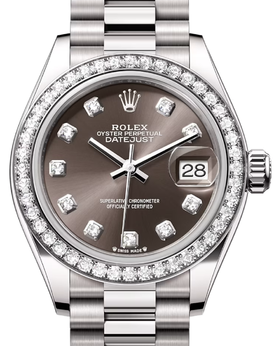 Rolex Lady-Datejust 28 28 mm 279139RBRDGDP White Gold/Diamonds Dark Grey