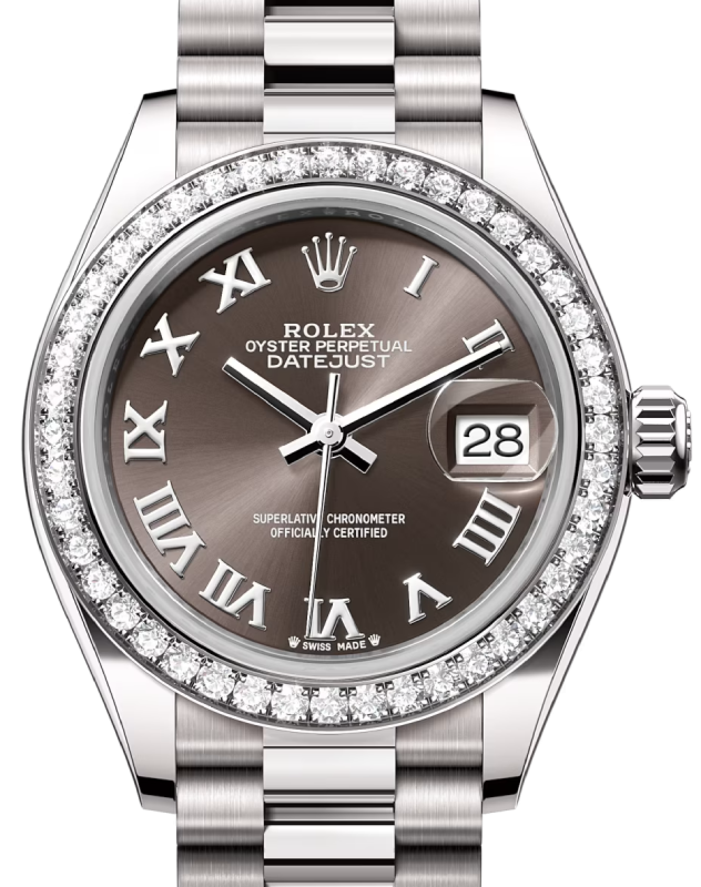 Rolex Lady-Datejust 28 28 mm 279139RBRDGRYRP White Gold/Diamonds Dark Grey