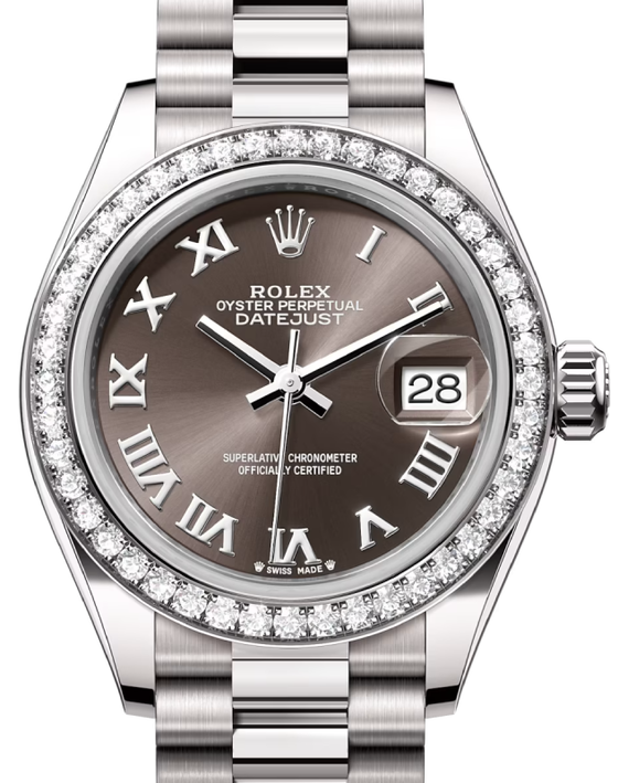 Rolex Lady-Datejust 28 28 mm 279139RBRDGRYRP White Gold/Diamonds Dark Grey