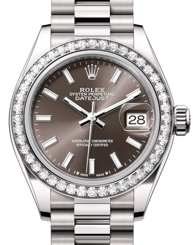 Rolex Lady-Datejust 28 28 mm 279139RBRDGRYSP White Gold/Diamonds Dark Grey