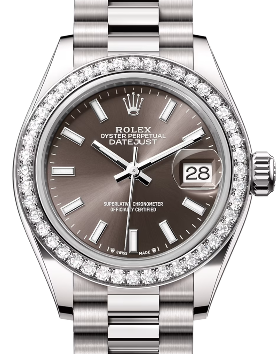 Rolex Lady-Datejust 28 28 mm 279139RBRDGRYSP White Gold/Diamonds Dark Grey