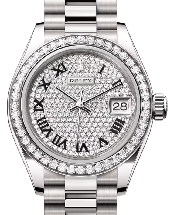 Rolex Lady-Datejust 28 28 mm 279139RBRDPRP White Gold/Diamonds Diamond Pave