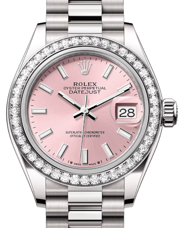Rolex Lady-Datejust 28 28 mm 279139RBRPSP White Gold/Diamonds Pink