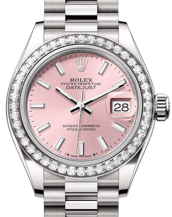 Rolex Lady-Datejust 28 28 mm 279139RBRPSP White Gold/Diamonds Pink
