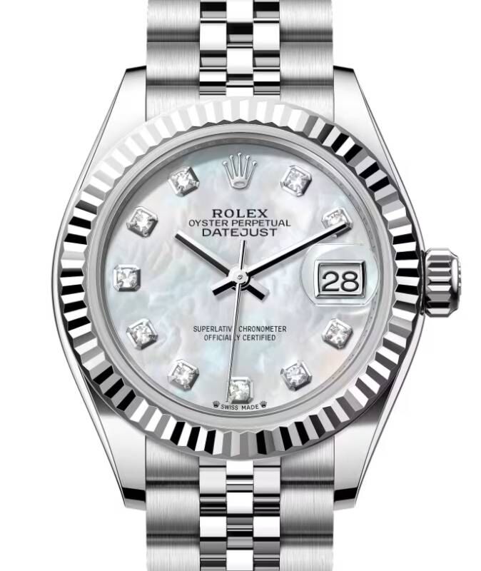Rolex Lady-Datejust 28 28 mm 279174WMDJ Steel/White Gold White Mother of Pearl