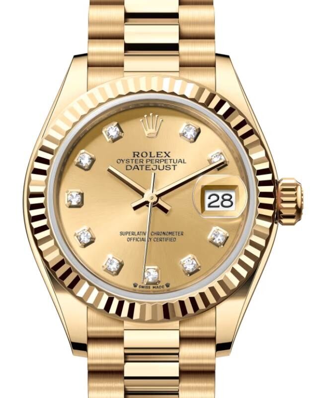 Rolex Lady-Datejust 28 28 mm 279178CDP Yellow Gold Champagne