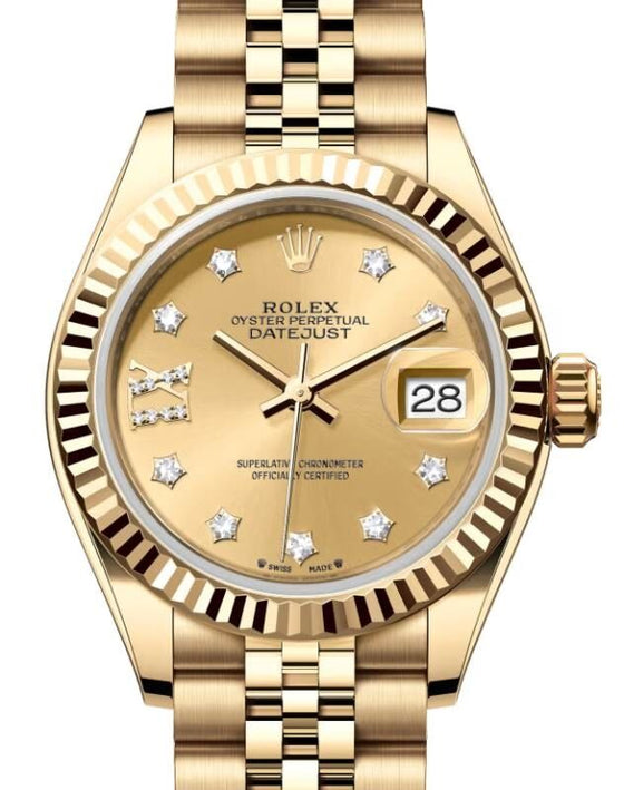 Rolex Lady-Datejust 28 28 mm 279178CDRIXJ Yellow Gold Champagne