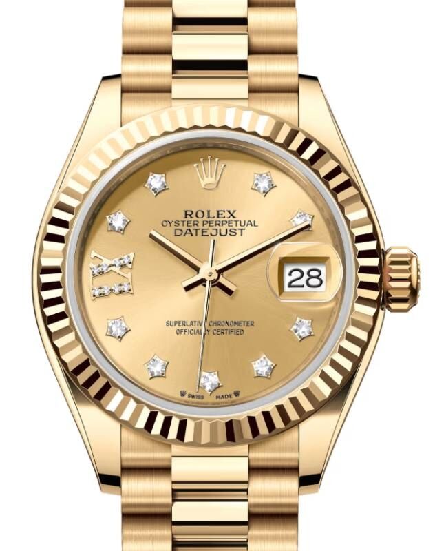 Rolex Lady-Datejust 28 28 mm 279178CDRIXP Yellow Gold Champagne