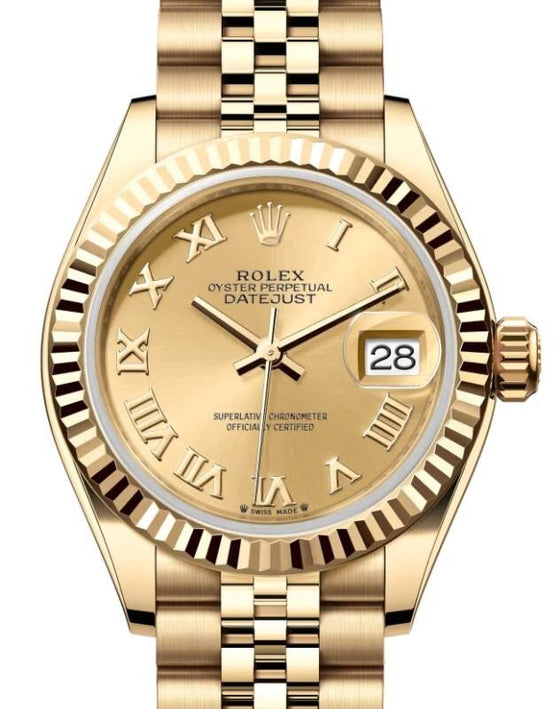 Rolex Lady-Datejust 28 28 mm 279178CRJ Yellow Gold Champagne