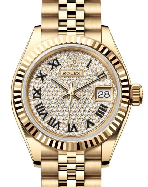 Rolex Lady-Datejust 28 28 mm 279178DPRJ Yellow Gold Diamond Pave