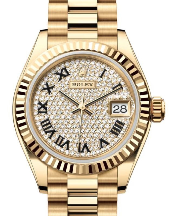 Rolex Lady-Datejust 28 28 mm 279178DPRP Yellow Gold Diamond Pave