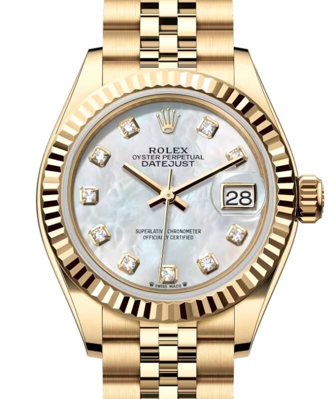 Rolex Lady-Datejust 28 28 mm 279178MDJ Yellow Gold White Mother of Pearl