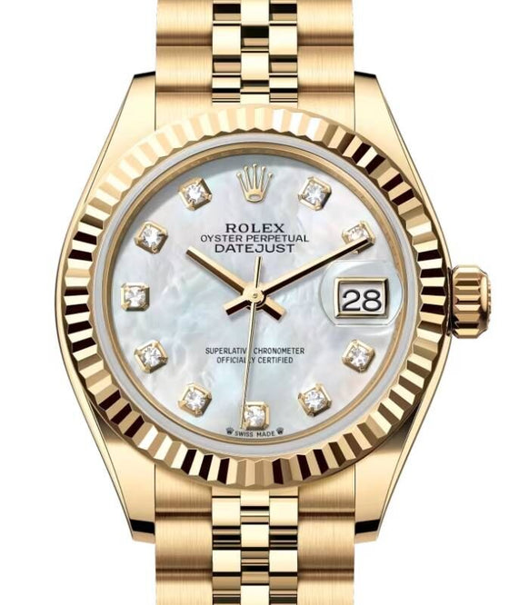 Rolex Lady-Datejust 28 28 mm 279178MDJ Yellow Gold White Mother of Pearl