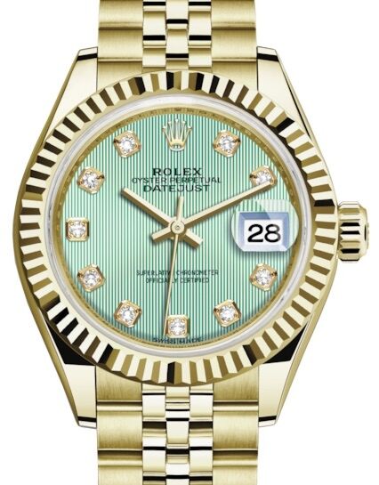 Rolex Lady-Datejust 28 28 mm 279178MGDJ Yellow Gold Green