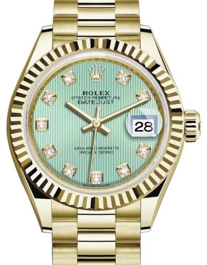 Rolex Lady-Datejust 28 28 mm 279178MGDP Yellow Gold Green