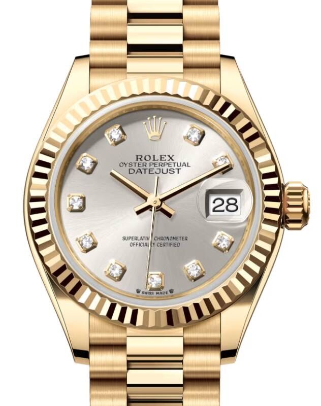 Rolex Lady-Datejust 28 28 mm 279178SDP Yellow Gold Silver