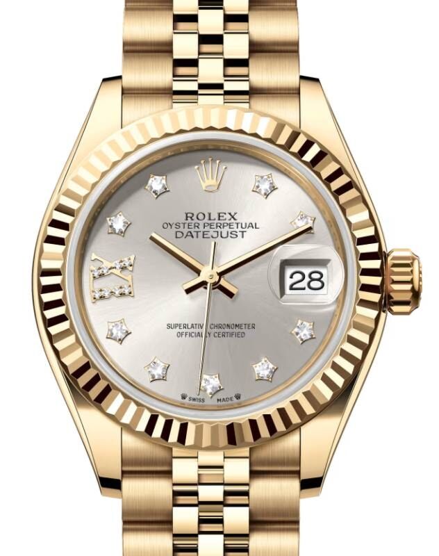 Rolex Lady-Datejust 28 28 mm 279178SDRIXJ Yellow Gold Silver