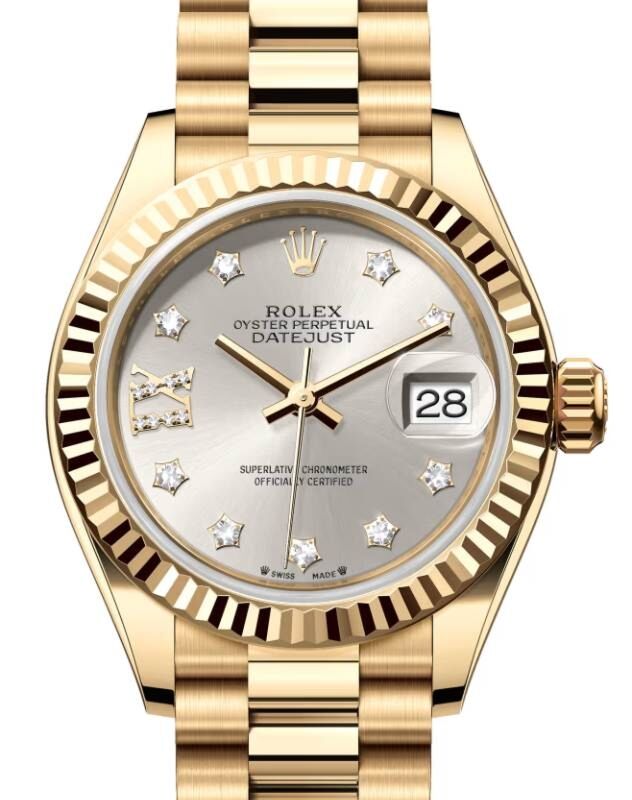 Rolex Lady-Datejust 28 28 mm 279178SDRIXP Yellow Gold Silver