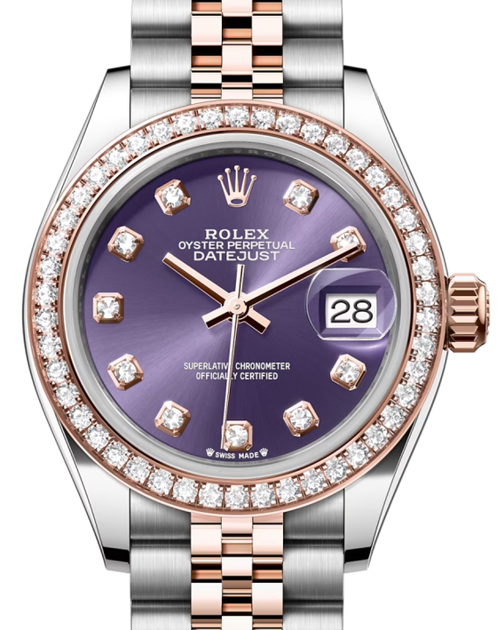 Rolex Lady-Datejust 28 28 mm 279381RBRADJ Steel/Rose Gold/Diamonds Purple