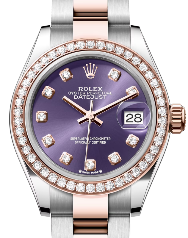 Rolex Lady-Datejust 28 28 mm 279381RBRADO Steel/Rose Gold/Diamonds Purple