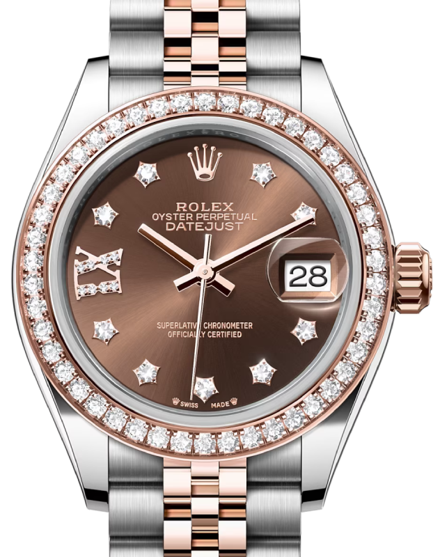 Rolex Lady-Datejust 28 28 mm 279381RBRCDIXJ Steel/Rose Gold/Diamonds Chocolate