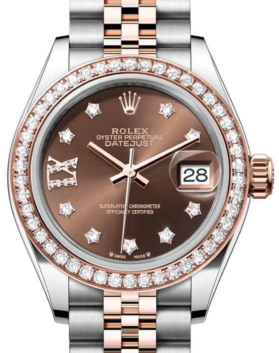 Rolex Lady-Datejust 28 28 mm 279381RBRCDIXJ Steel/Rose Gold/Diamonds Chocolate