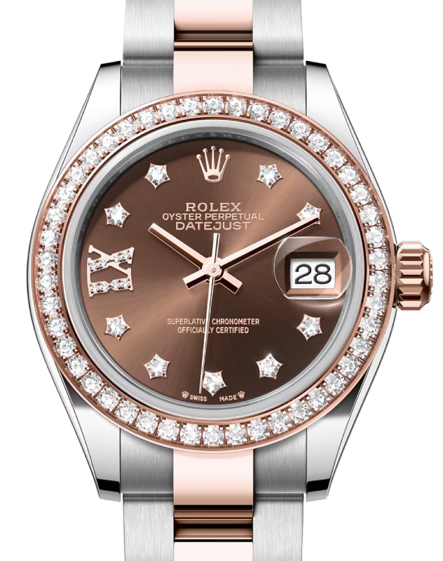 Rolex Lady-Datejust 28 28 mm 279381RBRCDIXO Steel/Rose Gold/Diamonds Chocolate