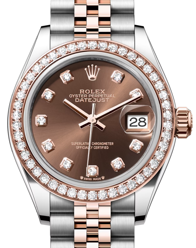 Rolex Lady-Datejust 28 28 mm 279381RBRCDJ Steel/Rose Gold/Diamonds Chocolate