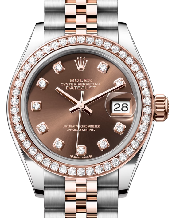 Rolex Lady-Datejust 28 28 mm 279381RBRCDJ Steel/Rose Gold/Diamonds Chocolate