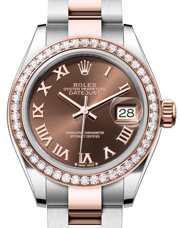 Rolex Lady-Datejust 28 28 mm 279381RBRCRO Steel/Rose Gold/Diamonds Chocolate