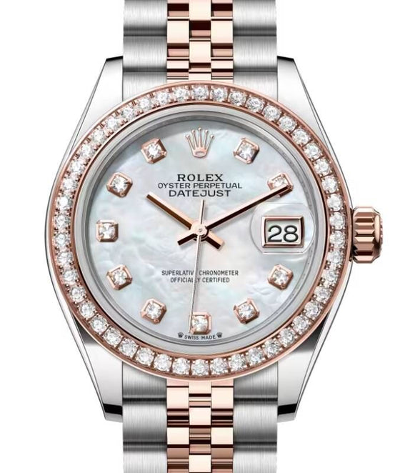 Rolex Lady-Datejust 28 28 mm 279381RBRMDJ Steel/Rose Gold/Diamonds White Mother of Pearl