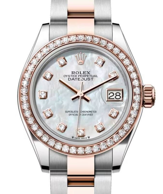 Rolex Lady-Datejust 28 28 mm 279381RBRMDO Steel/Rose Gold/Diamonds White Mother of Pearl