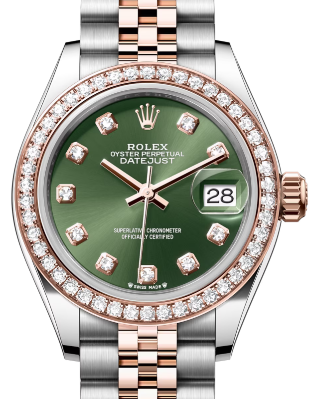 Rolex Lady-Datejust 28 28 mm 279381RBROGDJ Steel/Rose Gold/Diamonds Green