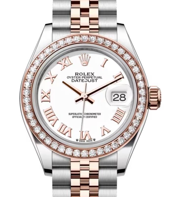Rolex Lady-Datejust 28 28 mm 279381RBRWRJ Steel/Rose Gold/Diamonds White