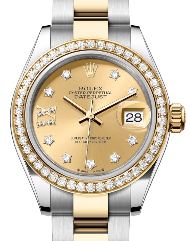 Rolex Lady-Datejust 28 28 mm 279383RBRCDIXO Steel/Yellow Gold/Diamonds Champagne