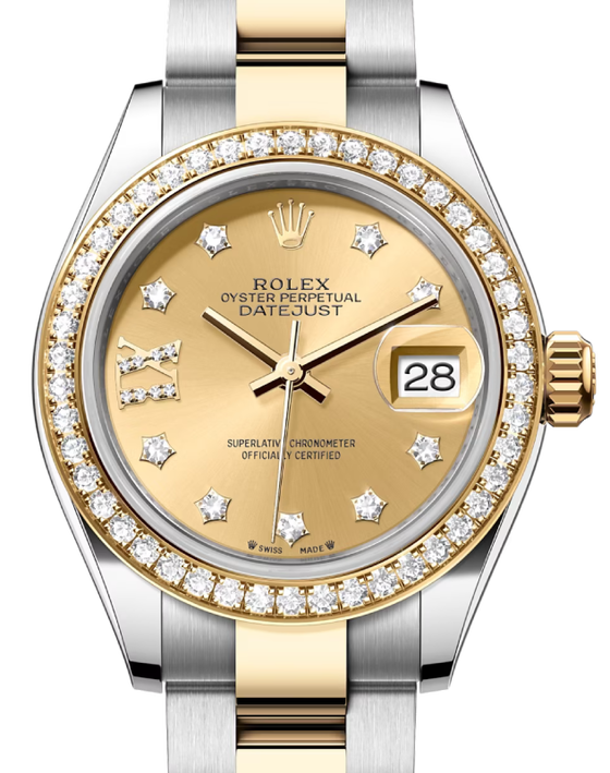 Rolex Lady-Datejust 28 28 mm 279383RBRCDIXO Steel/Yellow Gold/Diamonds Champagne