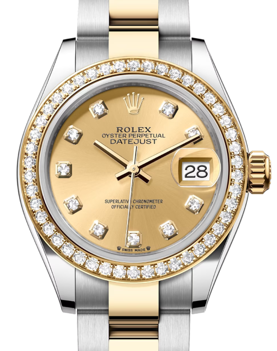 Rolex Lady-Datejust 28 28 mm 279383RBRCDO Steel/Yellow Gold/Diamonds Champagne