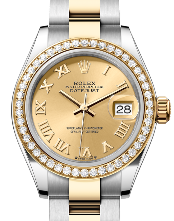 Rolex Lady-Datejust 28 28 mm 279383RBRCRO Steel/Yellow Gold/Diamonds Champagne