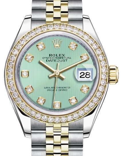 Rolex Lady-Datejust 28 28 mm 279383RBRMGDJ Steel/Yellow Gold/Diamonds Green