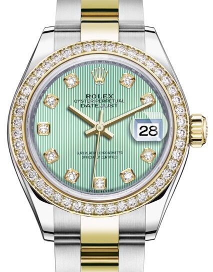Rolex Lady-Datejust 28 28 mm 279383RBRMGDO Steel/Yellow Gold/Diamonds Green