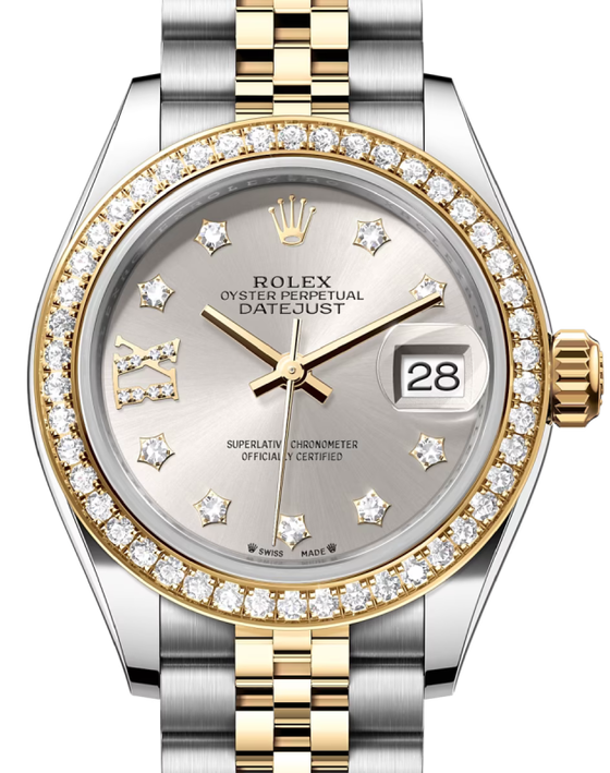 Rolex Lady-Datejust 28 28 mm 279383RBRSDIXJ Steel/Yellow Gold/Diamonds Silver