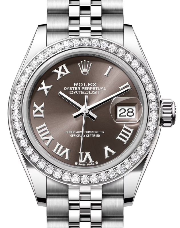 Rolex Lady-Datejust 28 28 mm 279384RBRGRJ Steel/White Gold/Diamonds Grey