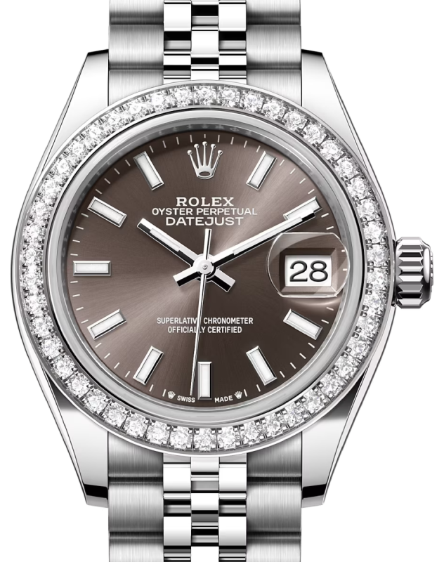 Rolex Lady-Datejust 28 28 mm 279384RBRGSJ Steel/White Gold/Diamonds Grey