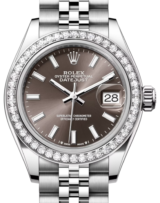 Rolex Lady-Datejust 28 28 mm 279384RBRGSJ Steel/White Gold/Diamonds Grey